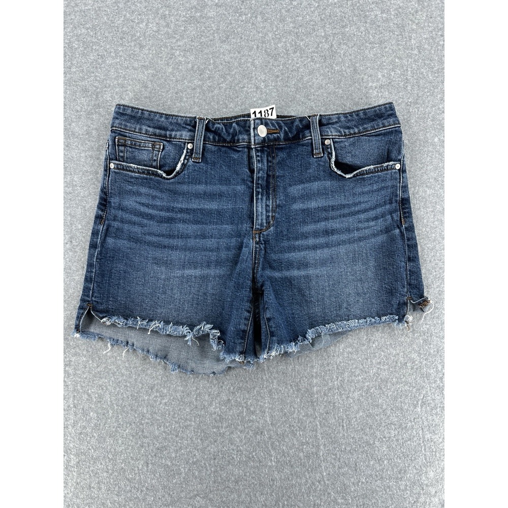 Joes Jeans Womens Denim Shorts 32 Blue Frayed Raw Hem Mid Rise Stretch Cut-Off